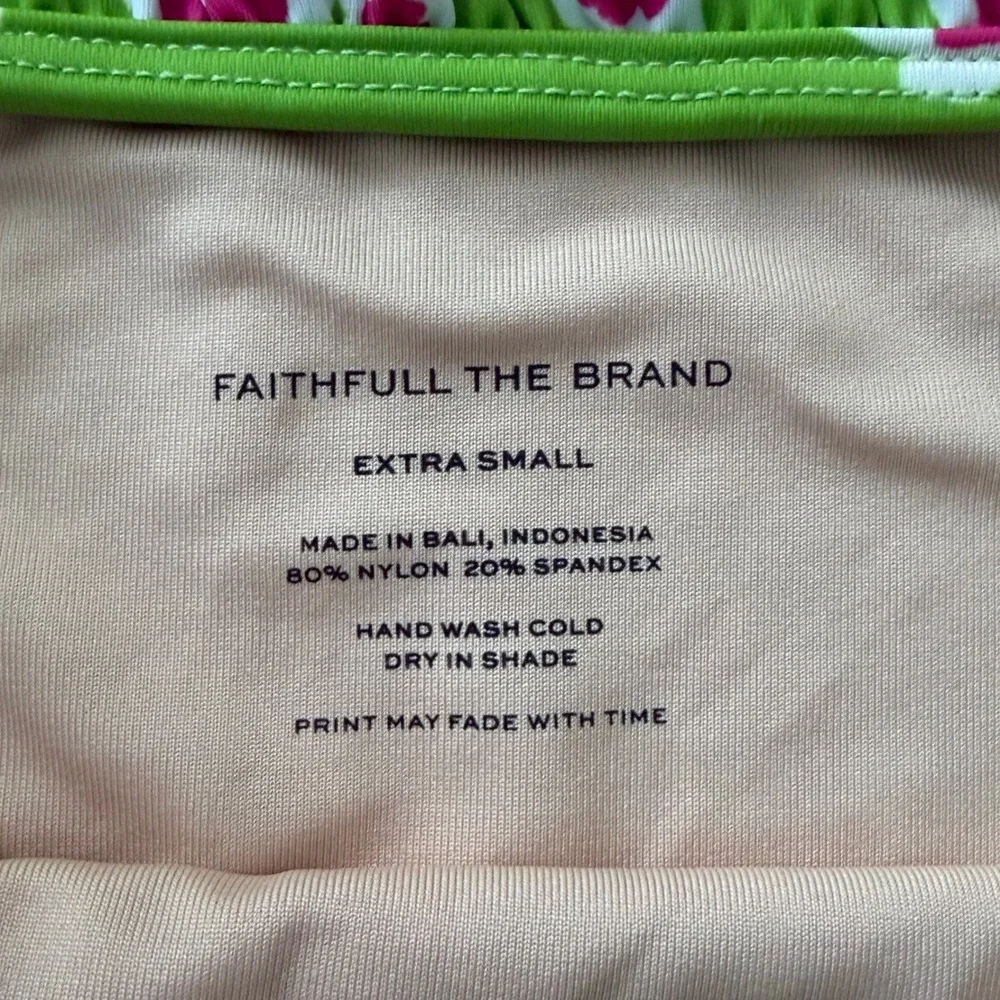 FAITHFULL THE BRAND‎ Frida Bikini Le Bon Apple Green Floral Ruffle High Waist XS